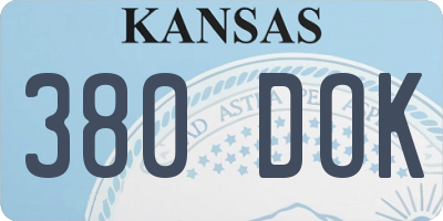 KS license plate 380DOK