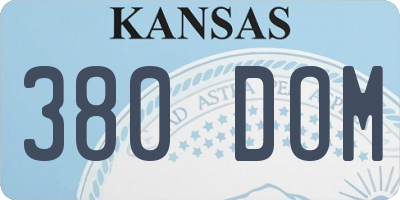 KS license plate 380DOM