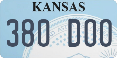 KS license plate 380DOO