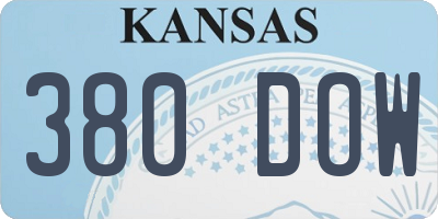 KS license plate 380DOW