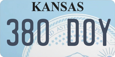 KS license plate 380DOY