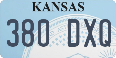 KS license plate 380DXQ