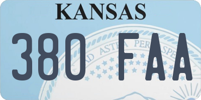 KS license plate 380FAA