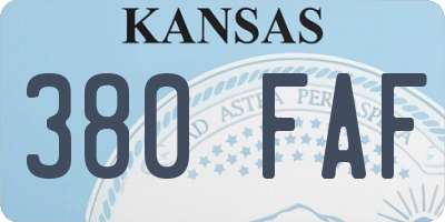KS license plate 380FAF
