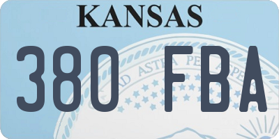 KS license plate 380FBA
