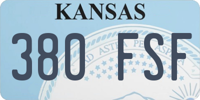 KS license plate 380FSF