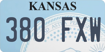 KS license plate 380FXW
