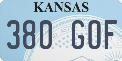KS license plate 380GOF