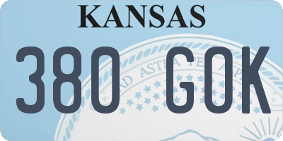 KS license plate 380GOK