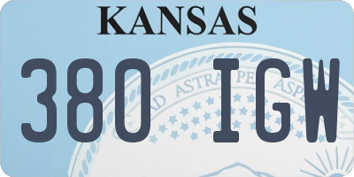 KS license plate 380IGW