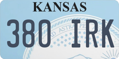 KS license plate 380IRK
