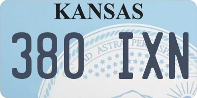 KS license plate 380IXN