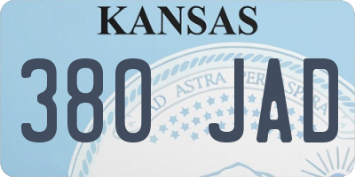 KS license plate 380JAD