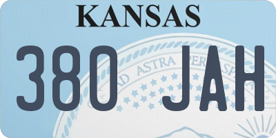 KS license plate 380JAH