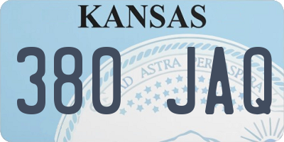 KS license plate 380JAQ