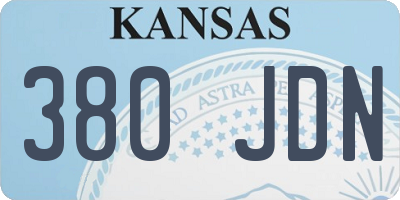 KS license plate 380JDN
