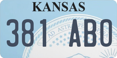 KS license plate 381ABO