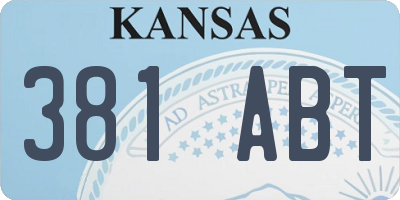 KS license plate 381ABT