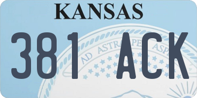 KS license plate 381ACK