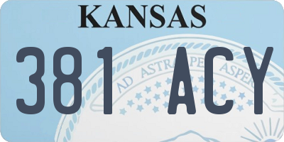 KS license plate 381ACY