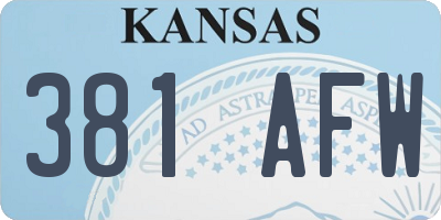 KS license plate 381AFW