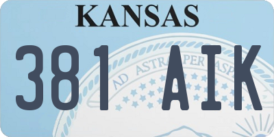 KS license plate 381AIK