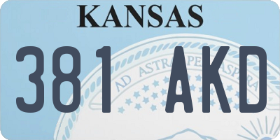 KS license plate 381AKD