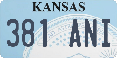 KS license plate 381ANI