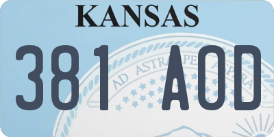 KS license plate 381AOD