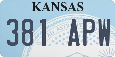KS license plate 381APW