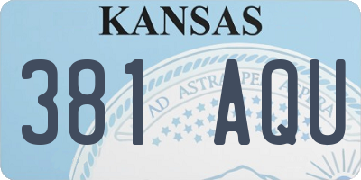 KS license plate 381AQU