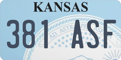 KS license plate 381ASF