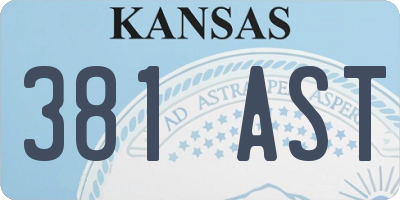 KS license plate 381AST