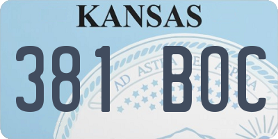 KS license plate 381BOC