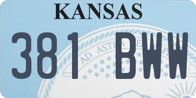 KS license plate 381BWW