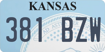 KS license plate 381BZW