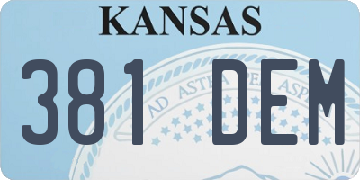 KS license plate 381DEM
