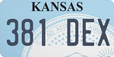 KS license plate 381DEX