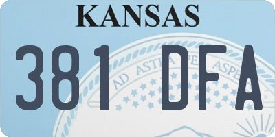 KS license plate 381DFA