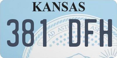 KS license plate 381DFH