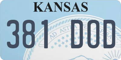 KS license plate 381DOD