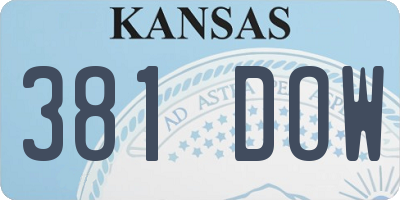 KS license plate 381DOW