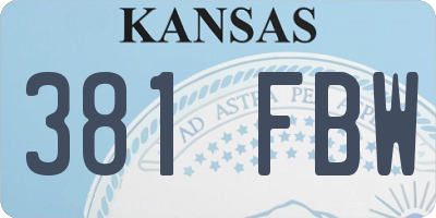 KS license plate 381FBW
