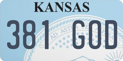 KS license plate 381GOD
