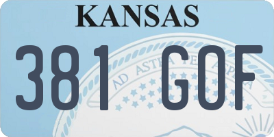 KS license plate 381GOF