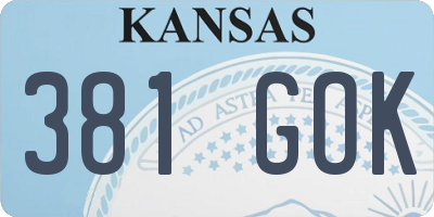 KS license plate 381GOK