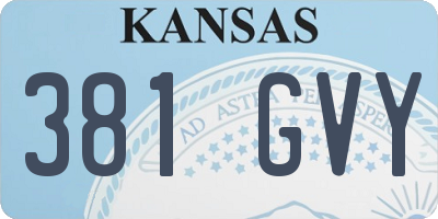 KS license plate 381GVY