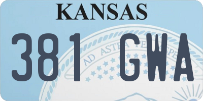 KS license plate 381GWA