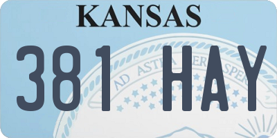 KS license plate 381HAY