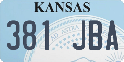 KS license plate 381JBA